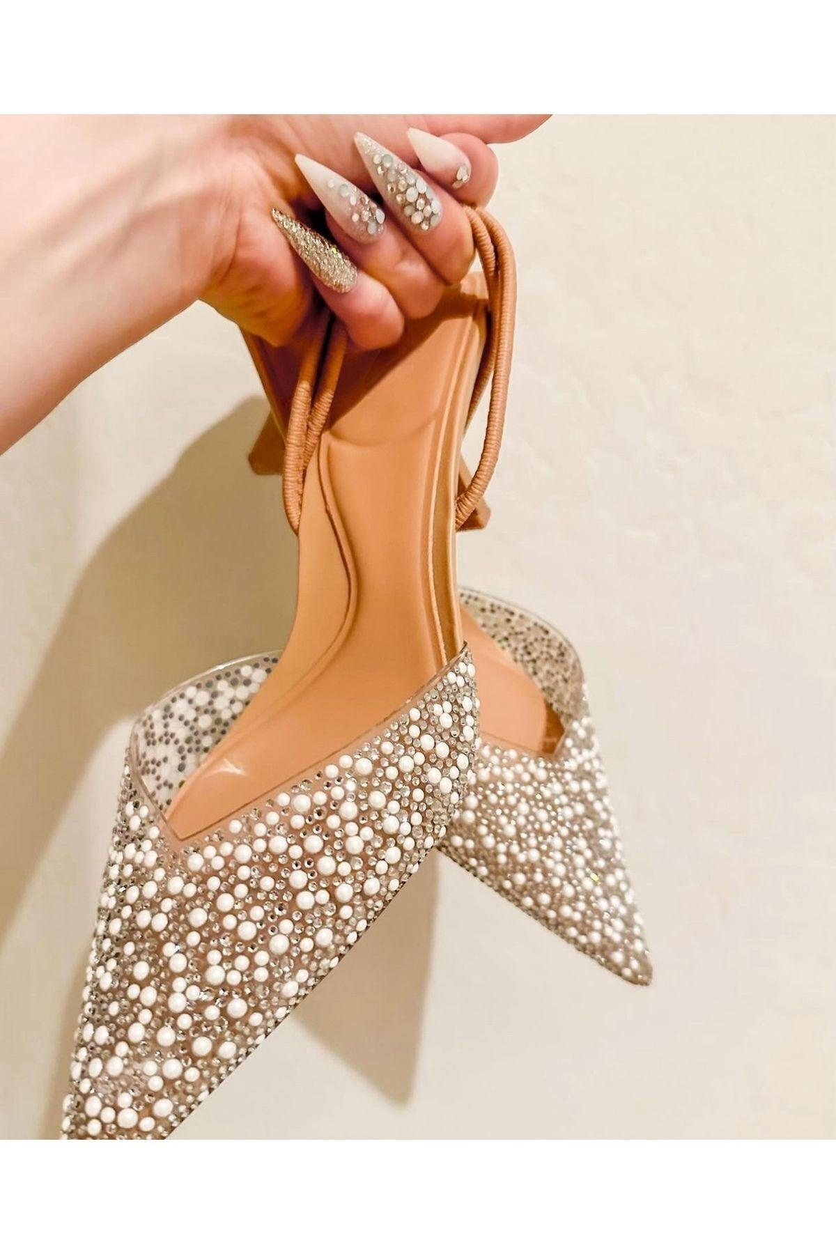 Gale İnci Detay Arkası Açık Topuklu Ayakkabı