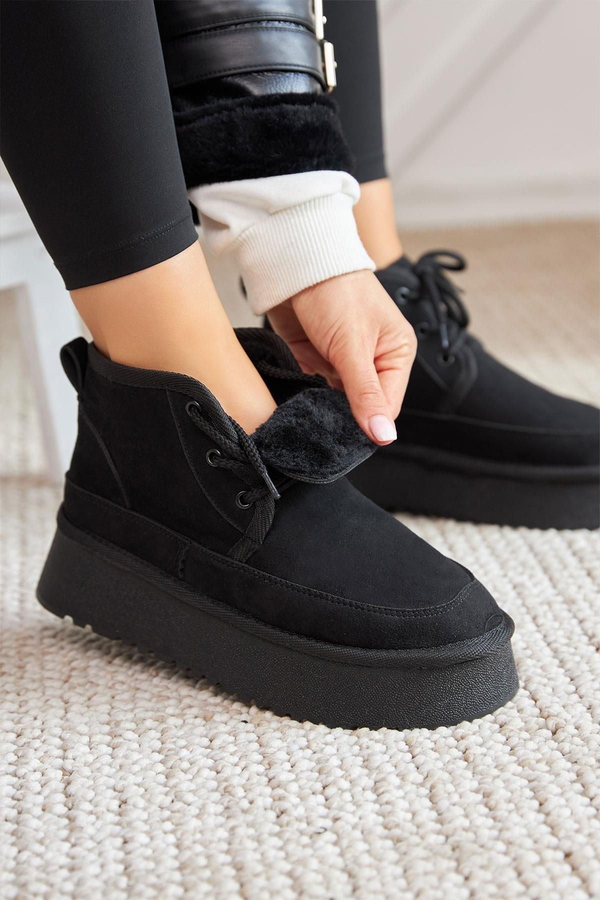 Jennifer Kalın Tabanlı İçi Yünlü Bağcıklı Bot