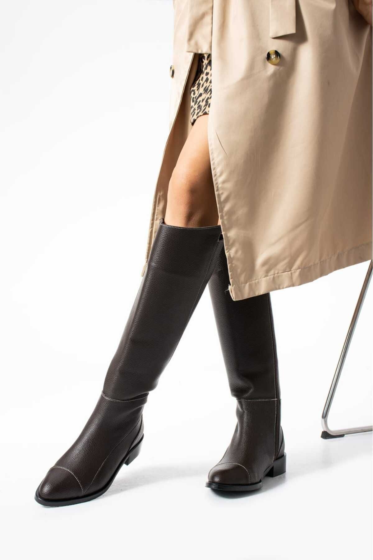 Catherine Günlük Çizme Dizaltı Fermuarlı Klasik Çizme