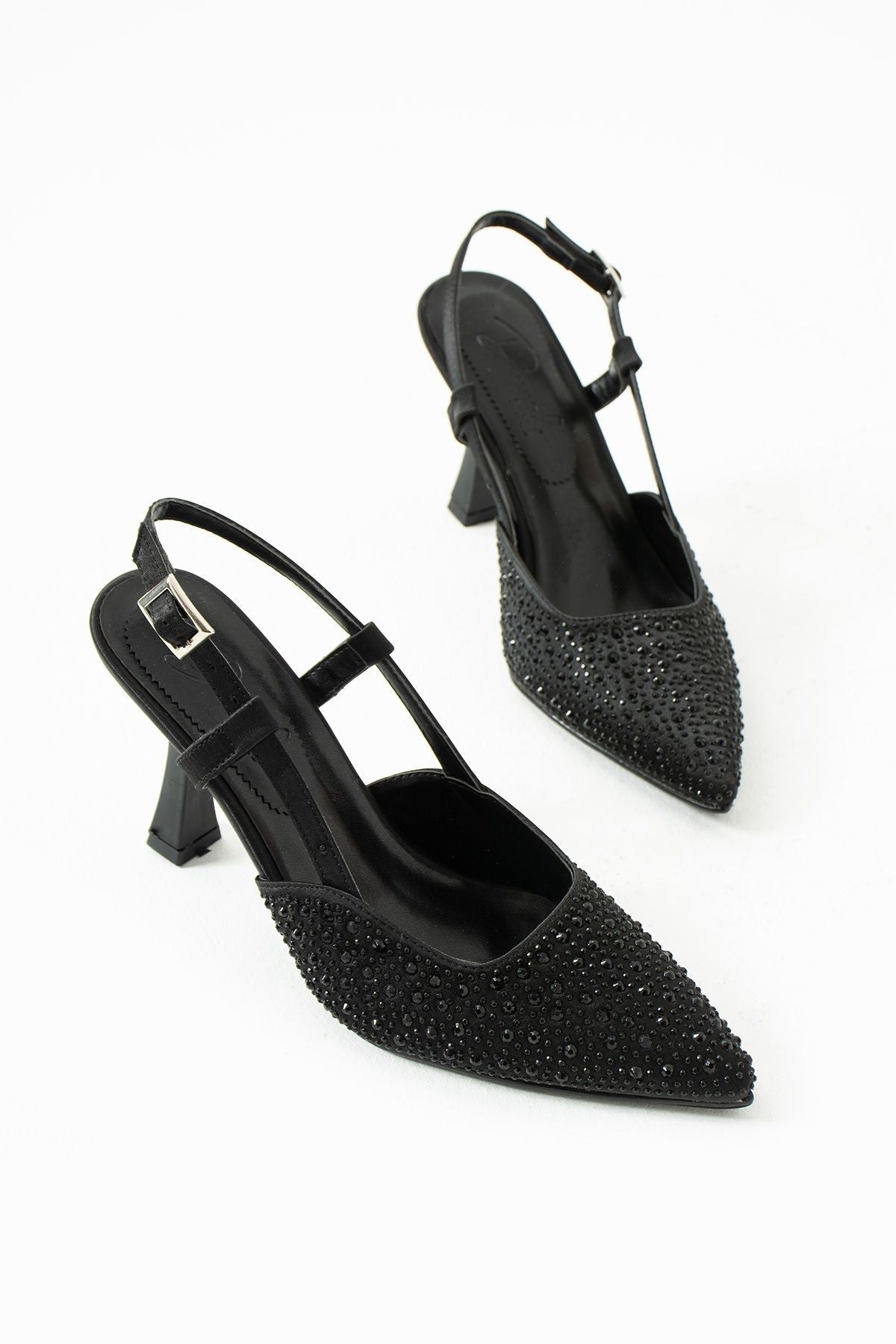 Nova Taş Detaylı Arkası Açık Topuklu Ayakkabı