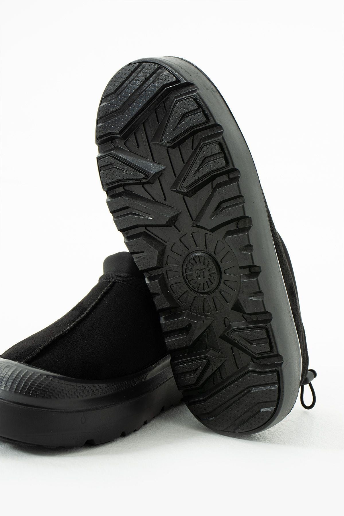 Paula Mini Siyah Süet Yarım Bot Içi Tüylü Düz Taban Kadın Ayakkabı