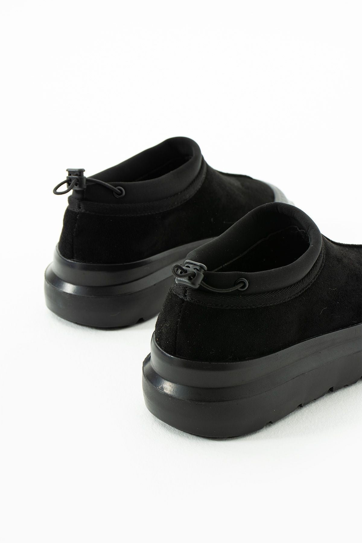 Paula Mini Siyah Süet Yarım Bot Içi Tüylü Düz Taban Kadın Ayakkabı