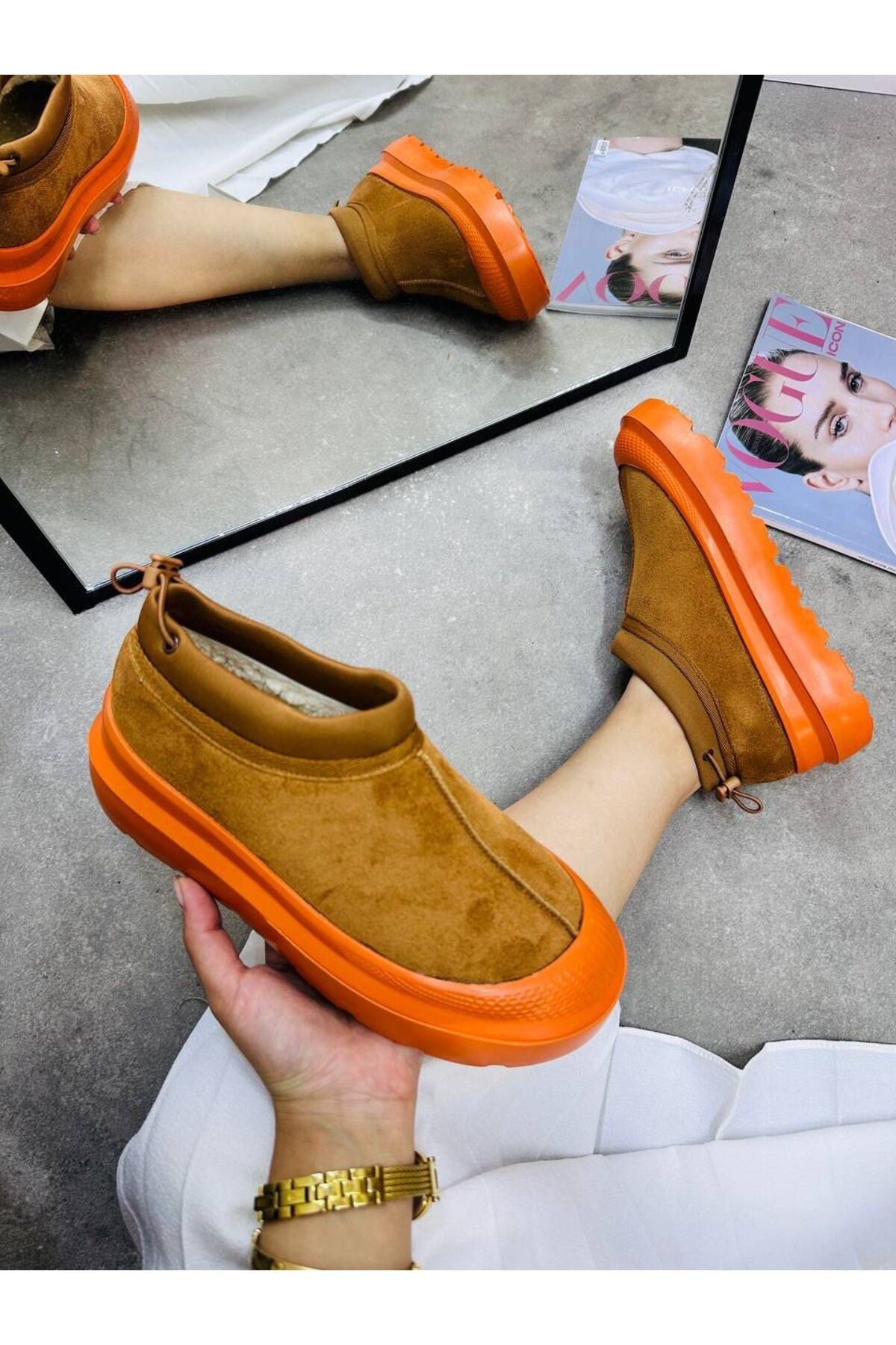 Paula Mini Siyah Süet Yarım Bot Içi Tüylü Düz Taban Kadın Ayakkabı