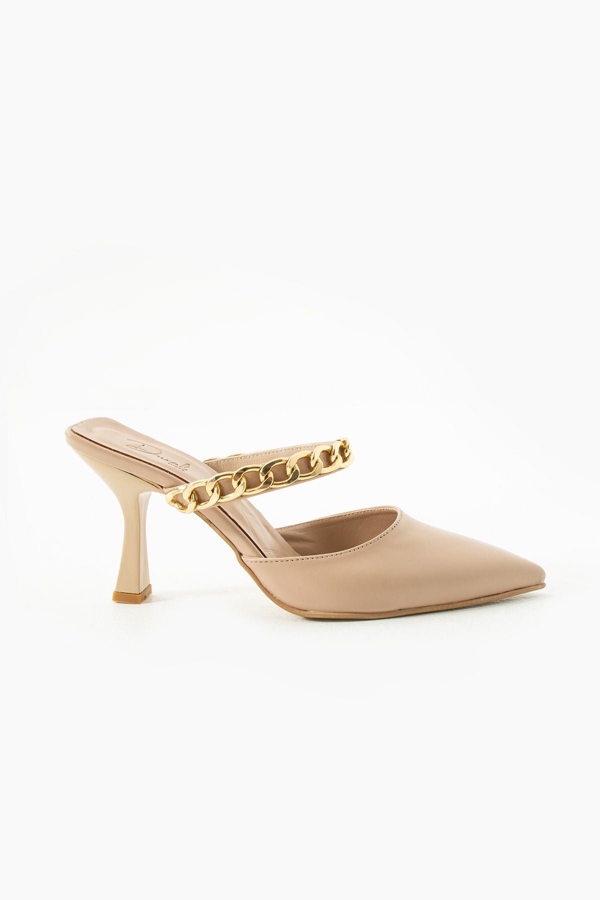 Açelya Kadın Topuklu Zincir Detaylı Sivri Burn Klasik Topuklu Ayakkabı