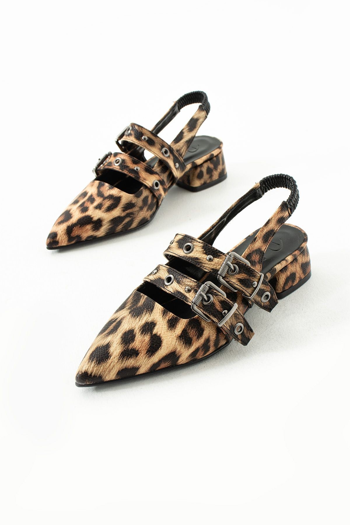 Laden Leopar Desenli Düz Ayakkabı Babet