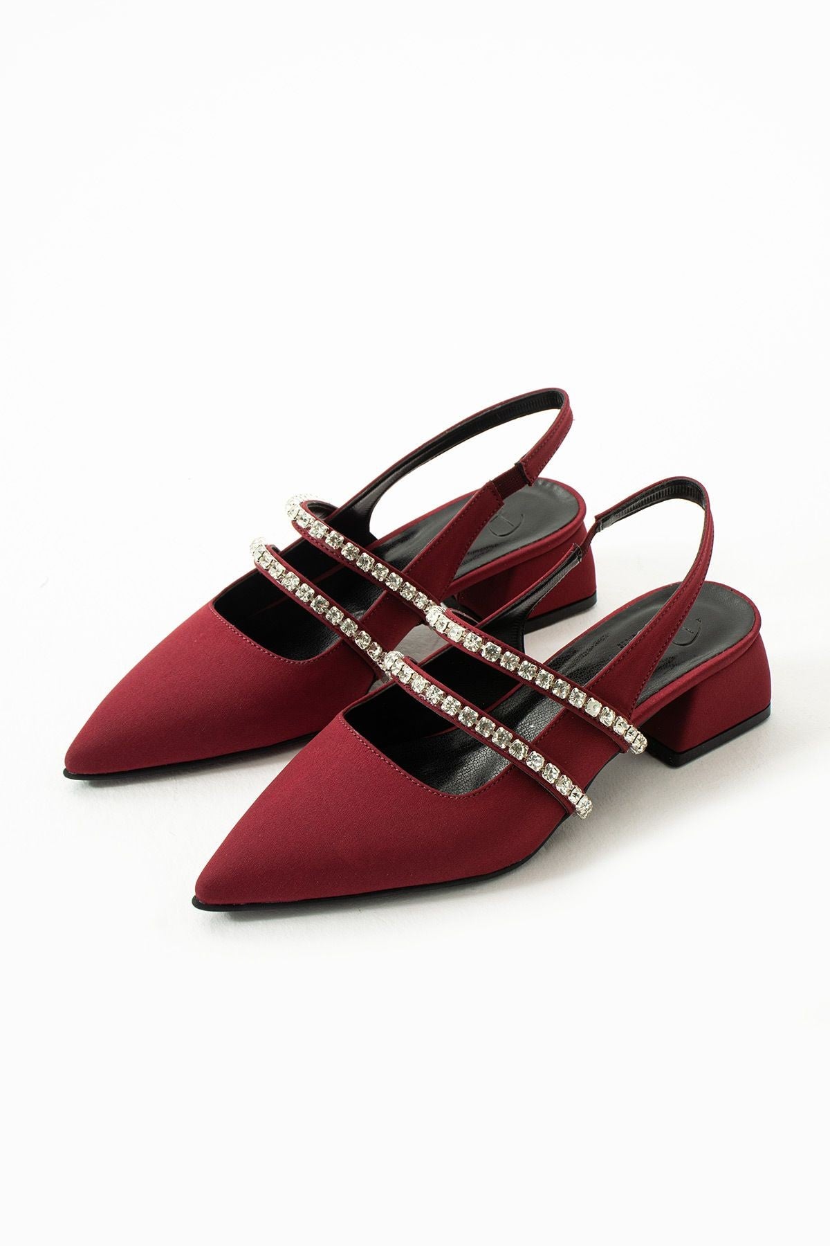 kadın taşlı şık babet-topuklu ayakkabı-LİNDA