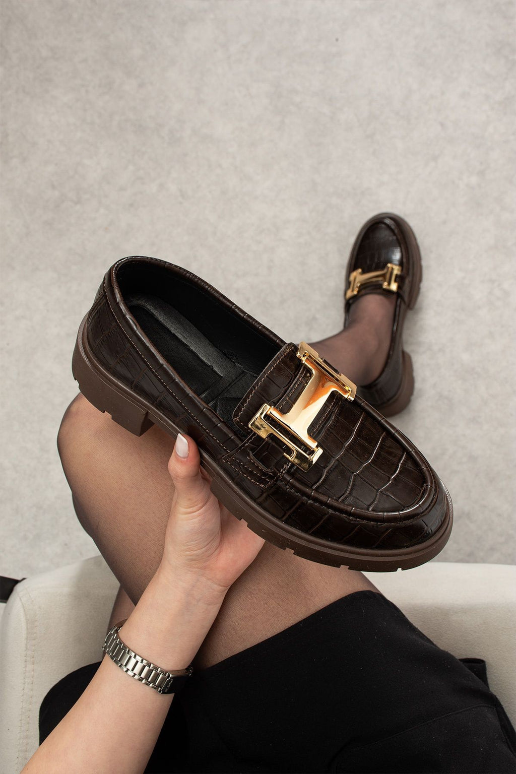 Kadın Loafer Yüksek Taban Tokalı Günlük Ayakkabı
