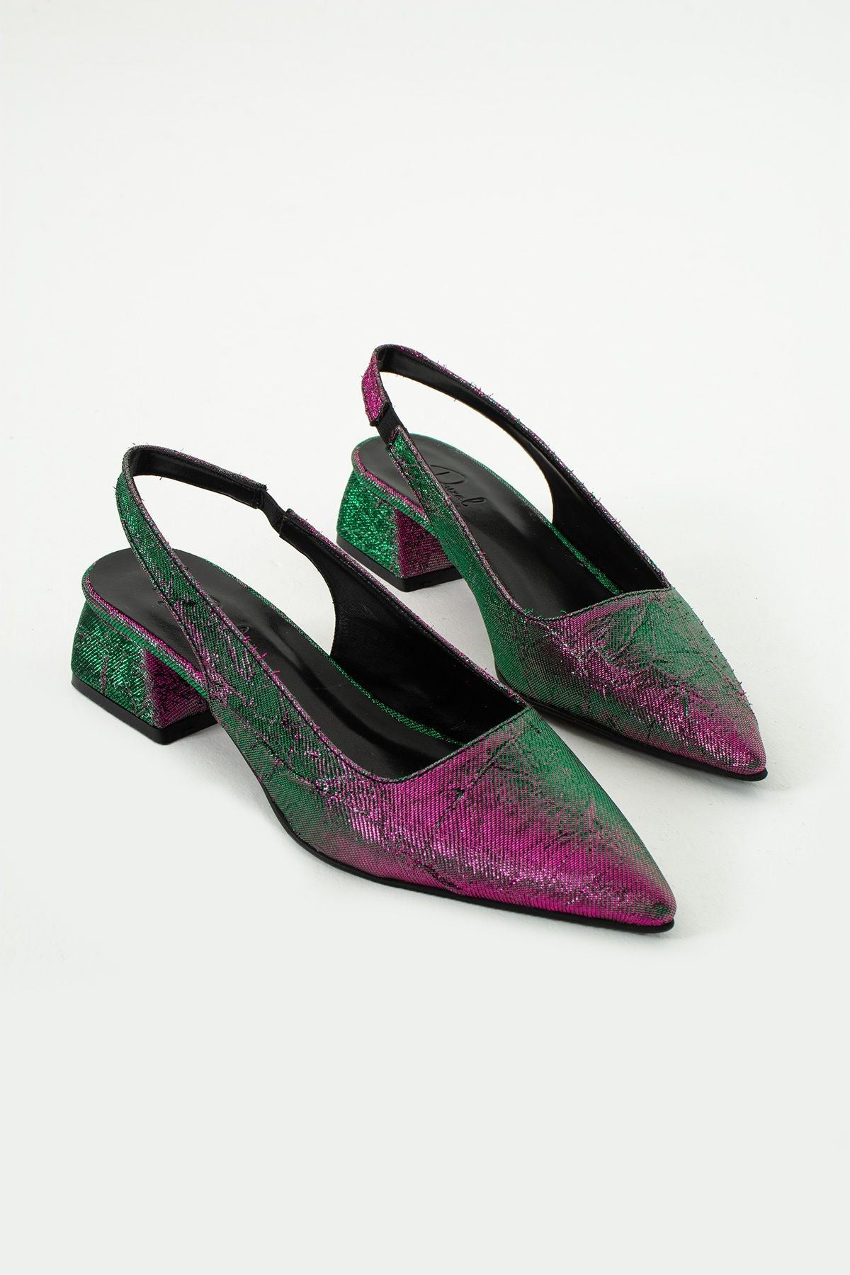 Brook Yeşil Mor Degrade Detaylı Topuklu Ayakkabı - Babet
