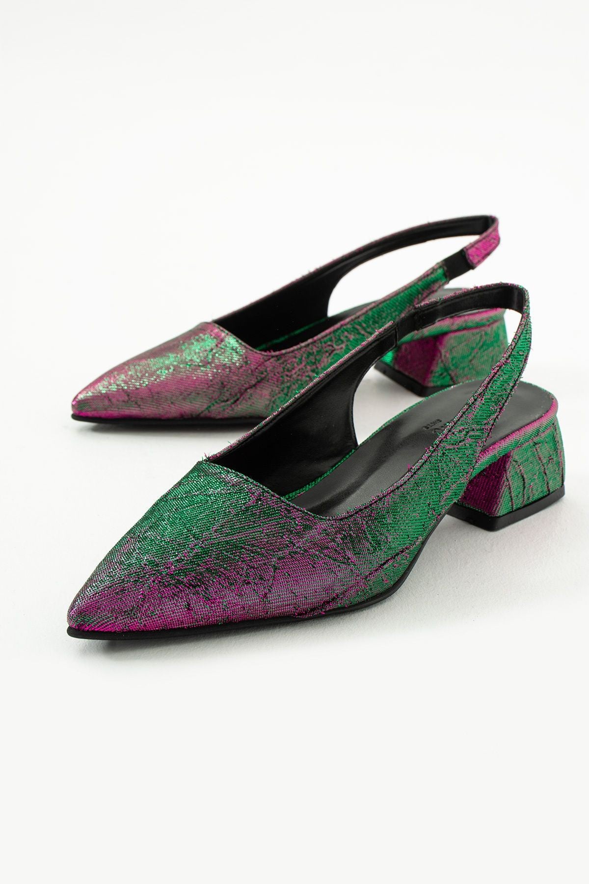 Brook Yeşil Mor Degrade Detaylı Topuklu Ayakkabı - Babet