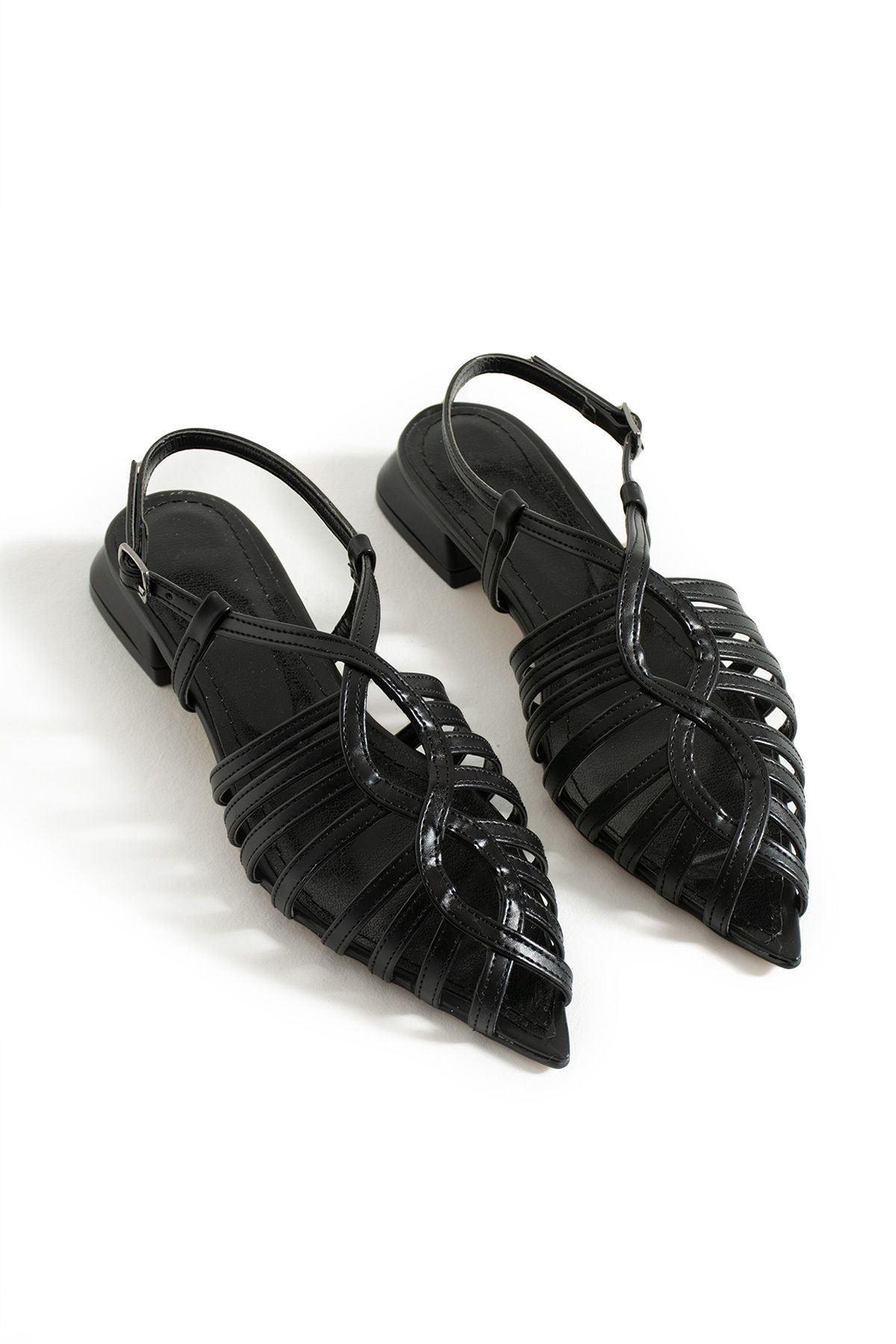 Florence Kafes Detaylı Topuklu Sandalet - Bilekten Tokalı Rahat Günlük Ayakkabı - Babet