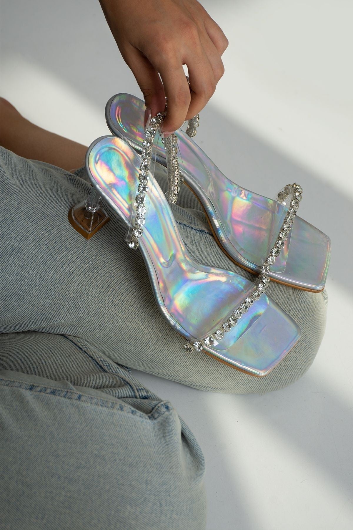 Kadın Hasır Taş Detay Kadın Topuklu Ayakkabı